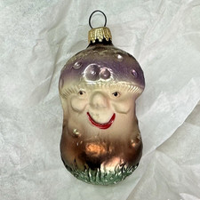 Vintage Glass Christmas Ornament MUSHROOM MAN Anthropomorphic Purple W Germany picture