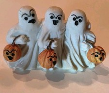 Vintage Ceramic Halloween Trio Of Ghosts 2-3/4” X 1-3/4” picture