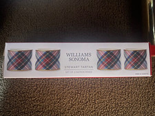 NEW Williams Sonoma Set 4 Stewart Tartan Plaid Ceramic Christmas Napkin Ring NWT picture