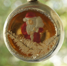 Vintage 50s Diorama Mercury Glass Christmas Ornament Mid Century Retro Holiday picture