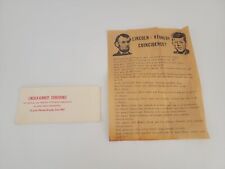 VINTAGE LINCOLN - KENNEDY COINCIDENCE IN THERE LIVES ANTIQUE LOOK LETTER picture