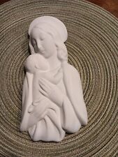 Vintage Madonna Mary & Baby Jesus Chalkware Wall Hanging Mother Child White picture