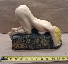 RARE Vintage Chalkware Coin Bank Naked Lady Nude Woman Hollywood Regency picture
