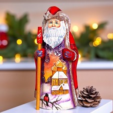 Hand Carved Russian Wooden Santa 7