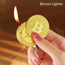 Creative Fun Bitcoin Butane Gas Lighter Stock Commemorative Coin Virtual Coin Pe picture