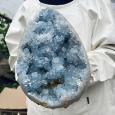 16lb Large Natural Blue Celestite Crystal Geode Quartz Cluster Mineral Specime picture