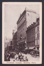 Vintage postcard Tremont Temple Boston Massachusetts street view 1907 USA picture