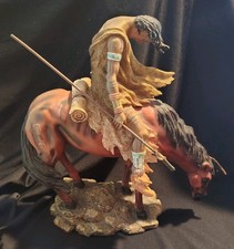Vintage. Very Detailed Mourning Native American Warrior Resin Figurine. 9.5