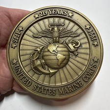 Large Heavy Brass USMC 219 Years Anniversary OKINAWA Paper Weight picture