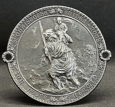 France 1920´ antique Saint Christopher car badge protector drivers plaque beauty picture