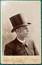 Antique CABINET CARD Handsome Young Man TALL TOP HAT Maryville, Missouri picture
