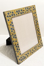 Vintage Kashmiri Papier Mache 8x10” Photo Frame Hand Painted Chinar Bird India picture