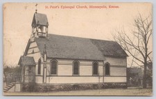 St. Peter's Episcopal Church Minneapolis Kansas c1910 Postcard picture