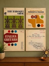 Vintage Mid Century Record Lot of 4 – Retro Album Covers Classical Piano Guitar picture