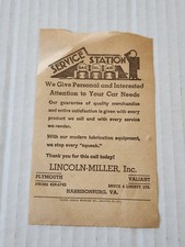 Vintage 1960s PLYMOUTH Motors Gas Oil Advertising Lincoln Miller Harrisonburg VA picture