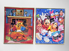 Vintage Disney Mickey Minnie Friends OSP Framed Prints Pair Movie Fireplace picture