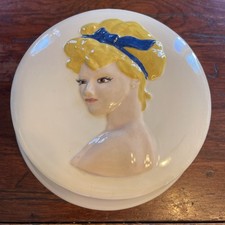 Vintage Rymryl Ceramic Gibson Girl Vanity Powder Box 3D Victorian 7