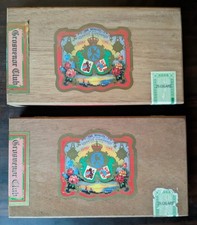 Vintage 1972 Grosvenor Club Wooden Boxes Pair Empty Cedar Cases Wills Australia picture
