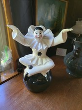 Rare Huge Vtg 80s Sigma Tastesetter Ceramic Pierrot Mime Clown Ball Statue 16” picture