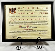 Framed Authentic Vatican Papal Diploma - Commander (signed By Cardinal Furno) picture