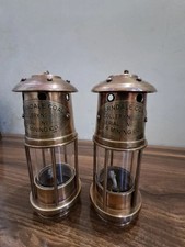 Pair of Vintage Brass Ship Lantern | Nautical Maritime Oil Lamp Decor picture