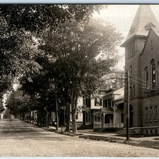 c1910s St Marks Lutheran Church RPPC Brick Street Town Houses Photo PC picture