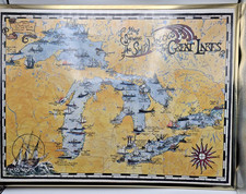 The Shipwrecks Of The Great Lakes Map With Color Code Legend Rare Vintage 1991 picture