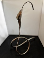 Pair Jack Brubaker Forged Iron CALLA LILY Candlesticks Vintage Brutalist MCM picture