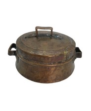 Antique Hand Hammered Copper Pot With Lid With Handles picture