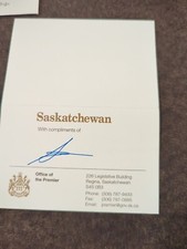 Premier Scott Moe, Government Of Saskatchewan Autographed card picture