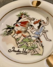 Vintage Trader Vic's Ceramic Ash Tray Honi Honi Whimsical Polynesian Dancers picture