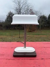 Rare - 1920-40s SANITARY Desk Lamp- ENAMEL SHADE And Base- Restored picture