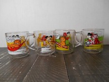 GARFIELD Jim Davis McDONALDS Drinking Glass/Mug Lot Set of 4 VINTAGE 1978-1980 picture