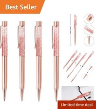 Fashion-Forward 4 Pcs Rose Gold Ballpoint Pens - Stylish Writing Essentials picture