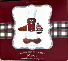 Gingerbread Mug Set 4 Williams Sonoma Chef Christmas Hot Cocoa Cider 2009 Open picture