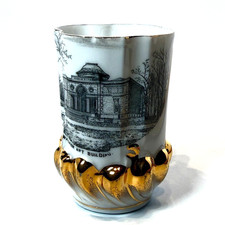 BOWDOIN - APT BUILDING - MAINE ME Antique Souvenir China TRINKET Gold CUP picture