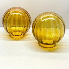 2 x VTG Ribbed Honey Amber Glass 5.5