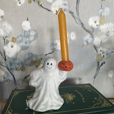 Celebrations by Silvestri Vintage Halloween Ghost Pumpkin candle holder Decro picture