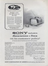 1962 Sony PRINT AD Salutes Abercrombie & Fitch on customer service policy picture