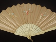 Antique Victorian 19th century French Silk hand painted Fan picture