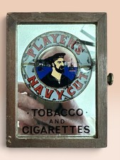 Vintage Players Navy Cut Wooden Mirror Cigarette Box Rare Tobacco Advertising picture