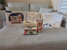Dept 56 Snow Village Super Suds Laundromat 55006 Lighted Boxed Cozy Cafe Retired picture