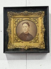 Antique 19th C Victorian Photograph Woman Portrait Gilt Gesso Shadow Box Frame picture