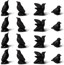 20 Pcs Mini Black Crow Figurines, Black Resin Raven picture