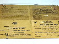 WWII War Ration Books 3 & 4 Original 1943 OPA Unused Stamps Lot of 2 picture