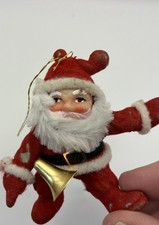 VTG 60s Santa Flocked Ornament Christmas Santa Mid Century 3” Japan picture
