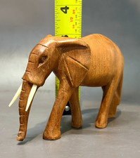 Hand Carved Vintage Wooden Elephant Sculpture picture