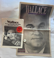George Wallace Political 3 pc Lot Button Flyer Sticker 1998 Memorial Insert AL picture
