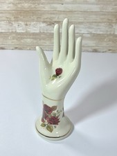 Vintage Formalities By Baum Bros Porcelain Ring Holder Hand Rose Flower Gold picture