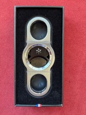 LES FINES LAMES DOUBLE BLADE CIGAR CUTTER LA GUILLOTINE ROTOR SILVER CHROME NEW picture
